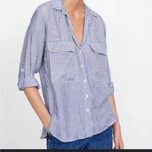 Zara Striped Button Front Shirt